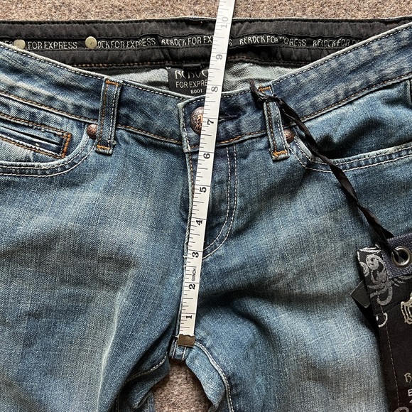 NWT Y2K ReRock for EXPRESS Boot Cut Low Rise Jeans Embroidered Size 4 (31x32.5) - Picture 11 of 16